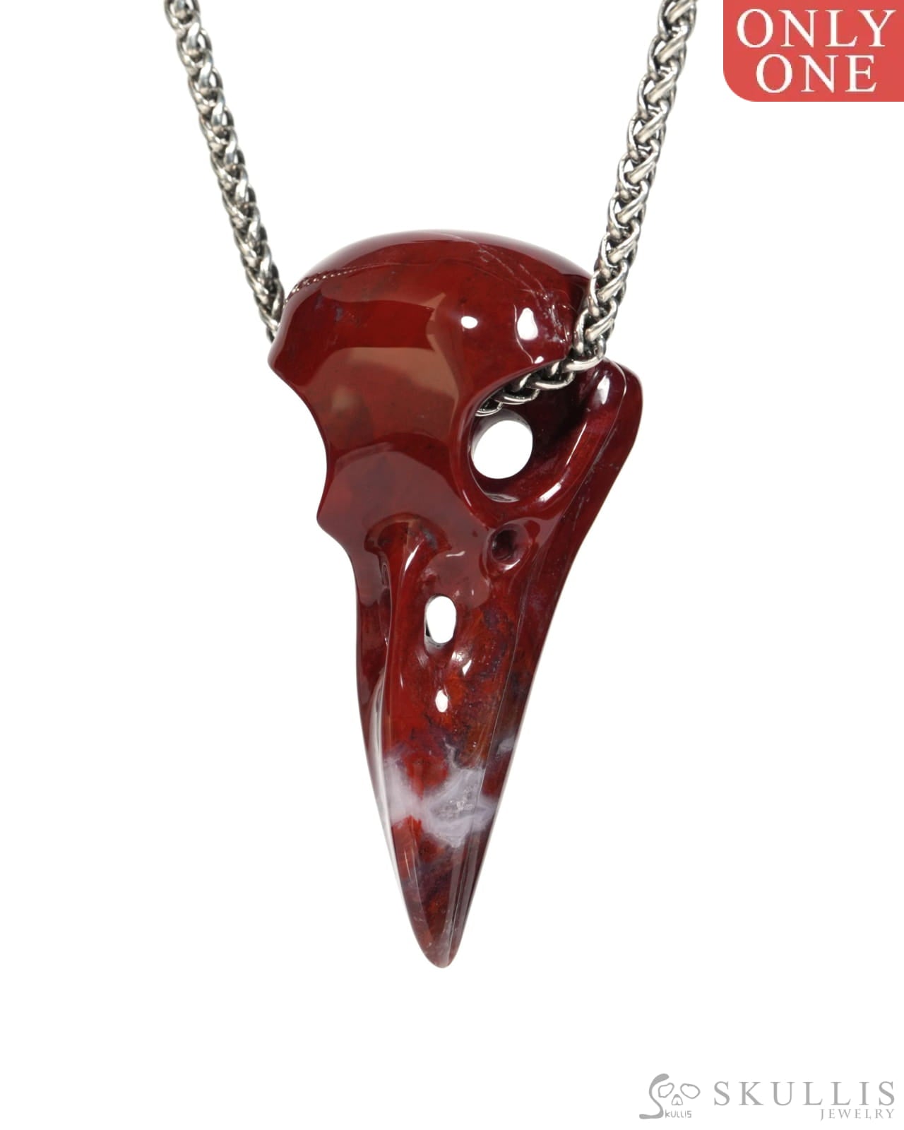 Gem Raven Skull Pendant Necklace of Indian Agate Crystal Raven Pendant - ZR19900160 Skull Pendants