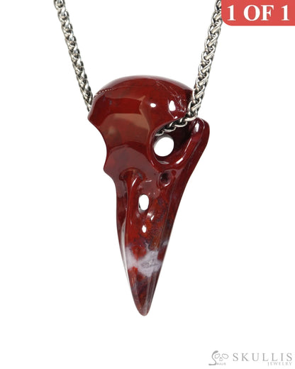 Gem Raven Skull Pendant Necklace of Indian Agate Crystal Raven Pendant - ZR19900160 Skull Pendants