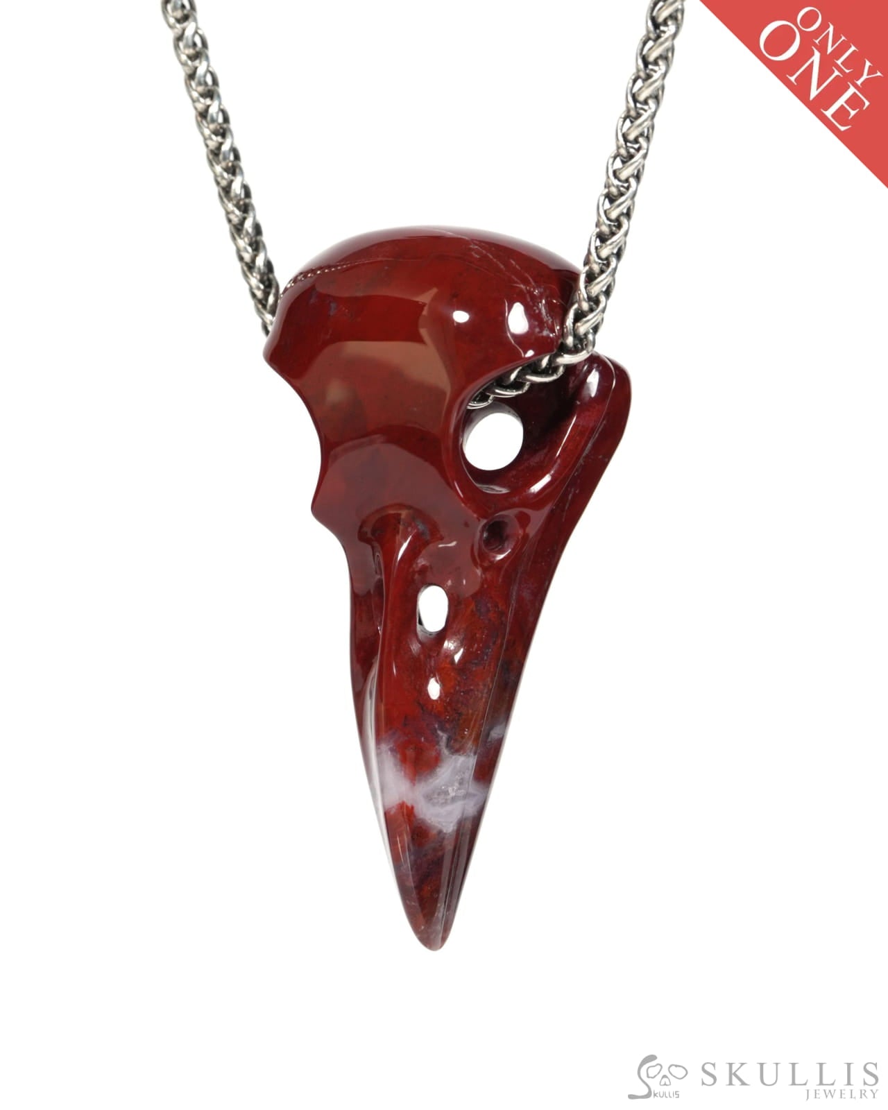 Gem Raven Skull Pendant Necklace of Indian Agate Crystal Raven Pendant - ZR19900160 Skull Pendants