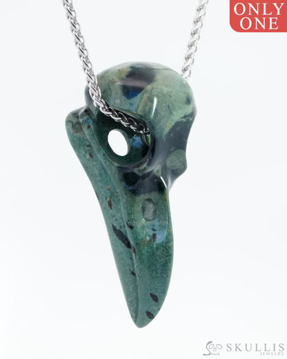 Gem Raven Skull Pendant Necklace Of Kambaba Jasper Carved Raven - 9800142 Pendants