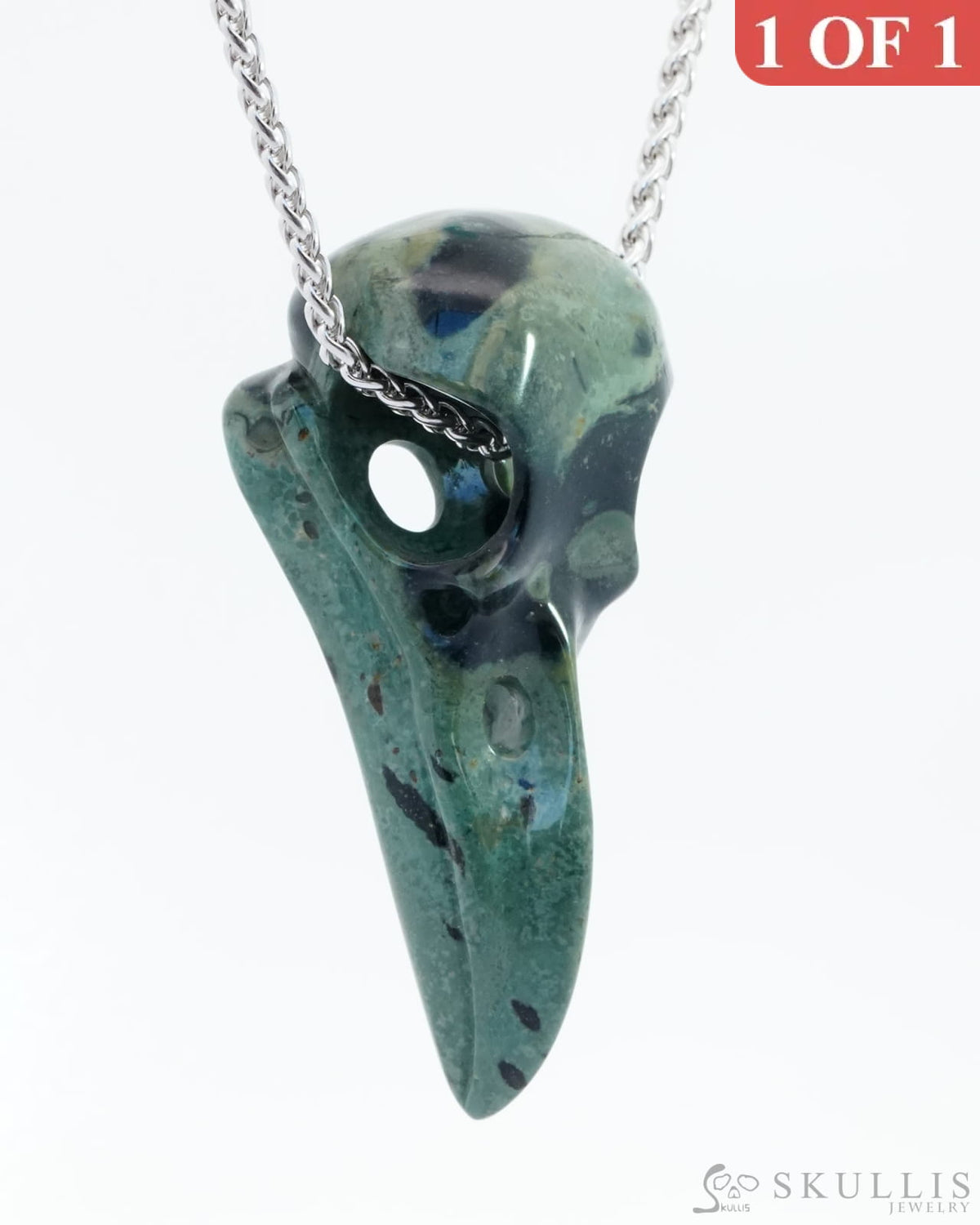 Gem Raven Skull Pendant Necklace Of Kambaba Jasper Carved Raven - 9800142 Pendants