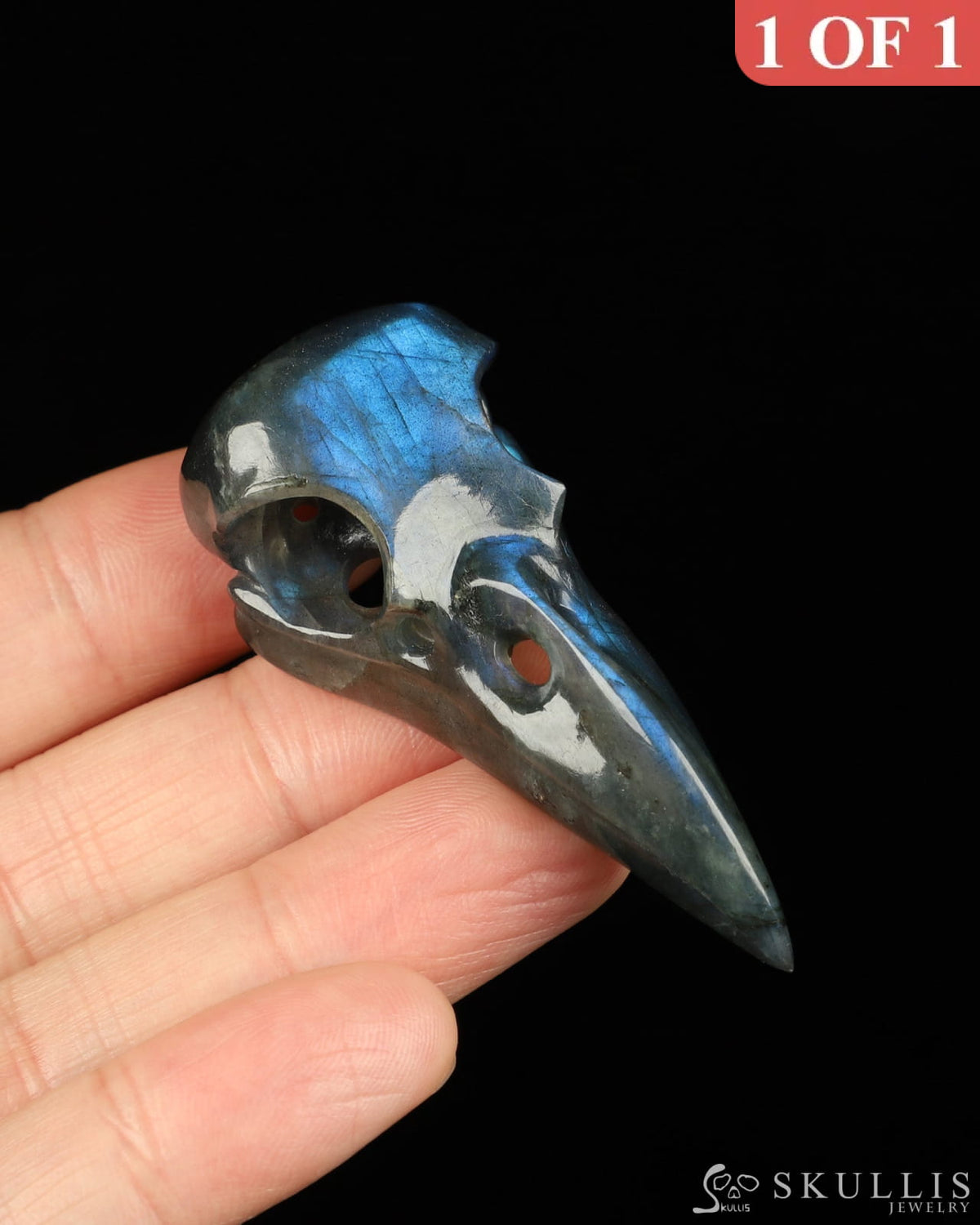 Gem Raven Pendant Necklace Of Flash Labradorite Carved Raven Pendant Without Chain Skull Pendants