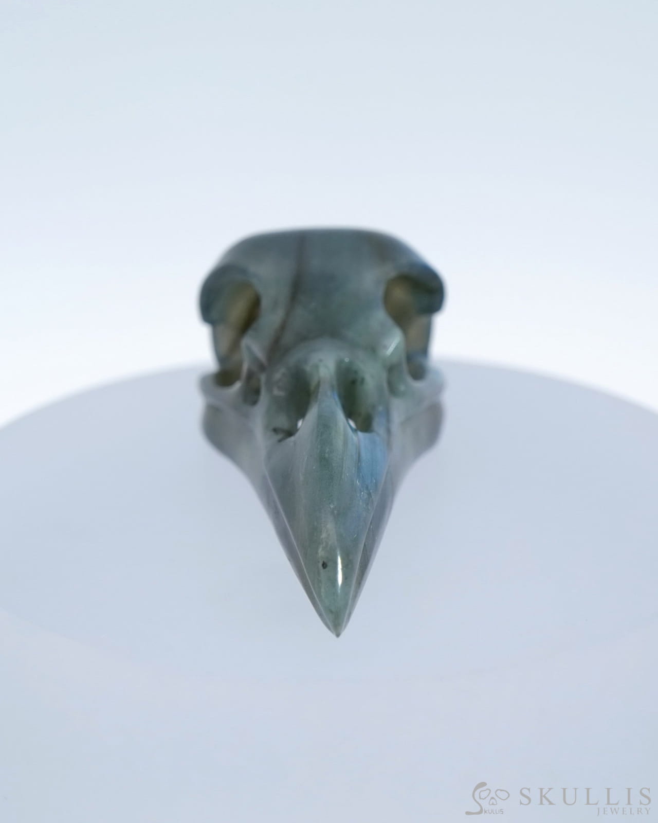 Gem Raven Skull Pendant Necklace Of Labradorite Carved - 9500182 Pendants