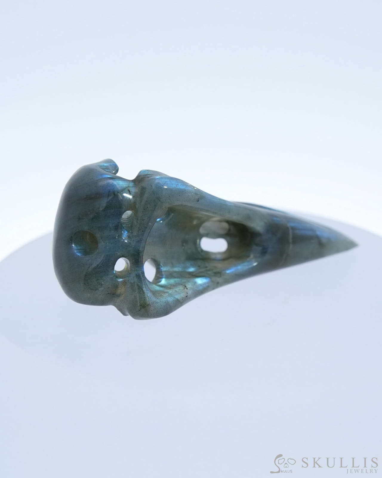 Gem Raven Skull Pendant Necklace Of Labradorite Carved - 9500182 Pendants