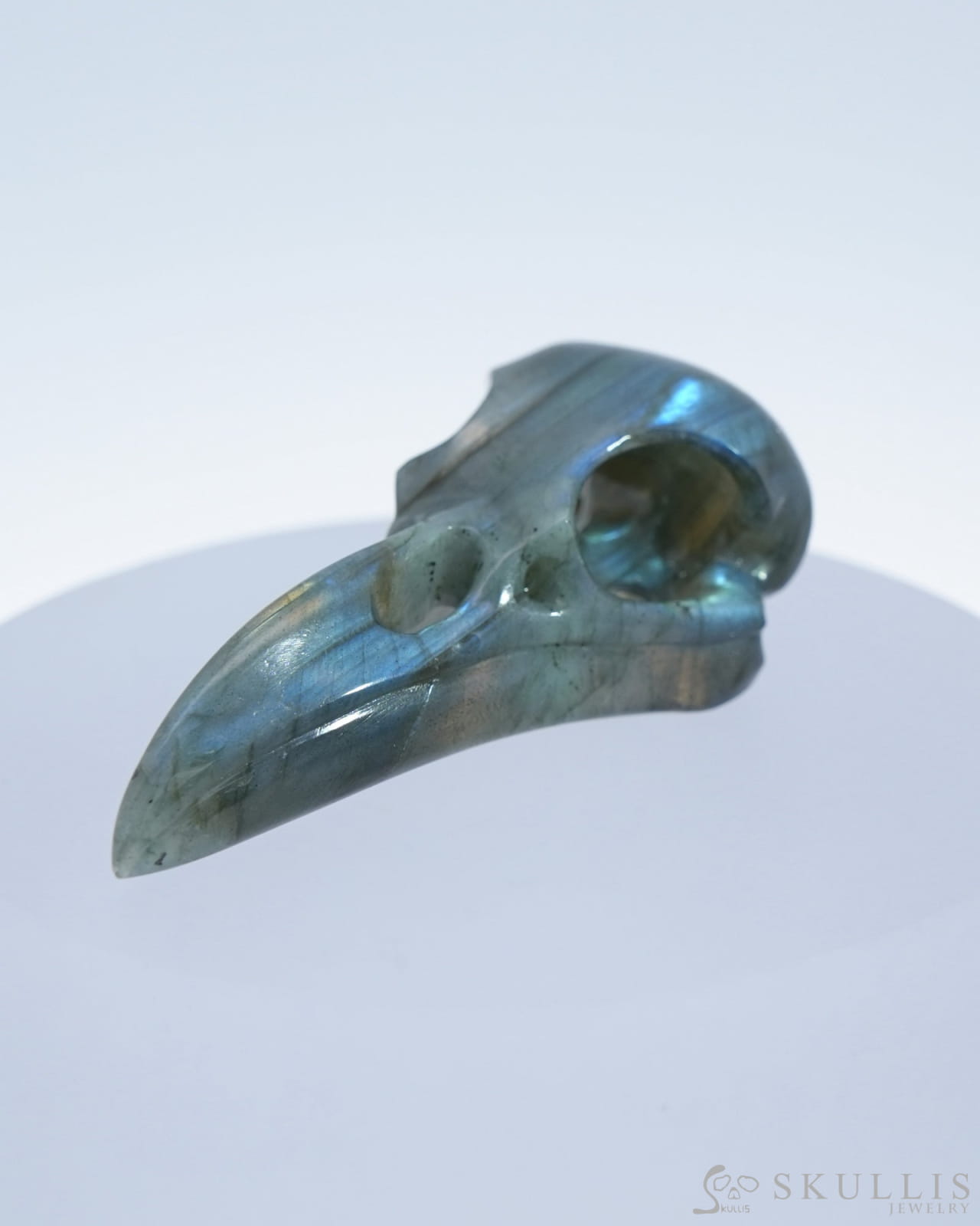 Gem Raven Skull Pendant Necklace Of Labradorite Carved - 9500182 Pendants