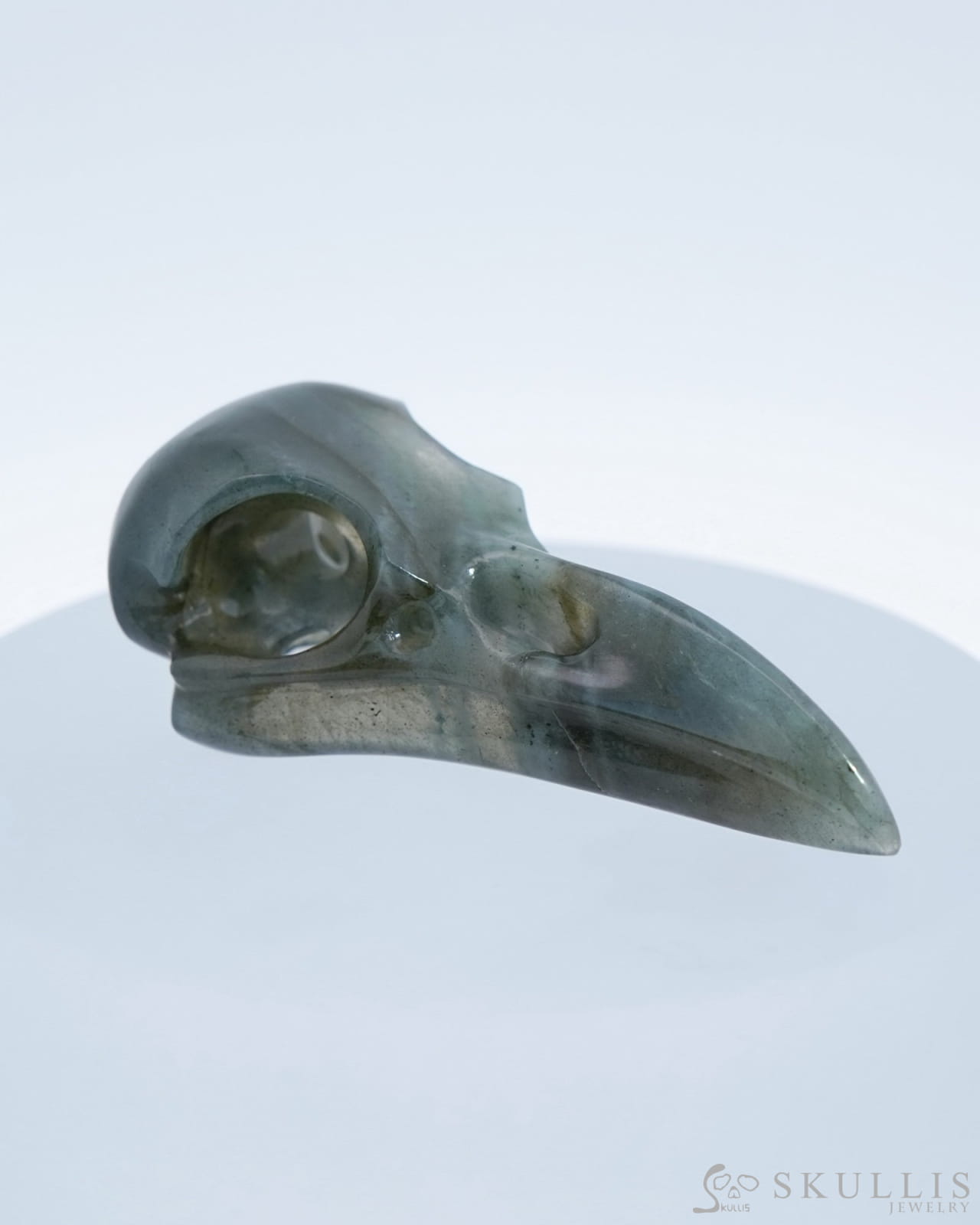Gem Raven Skull Pendant Necklace Of Labradorite Carved - 9500182 Pendants