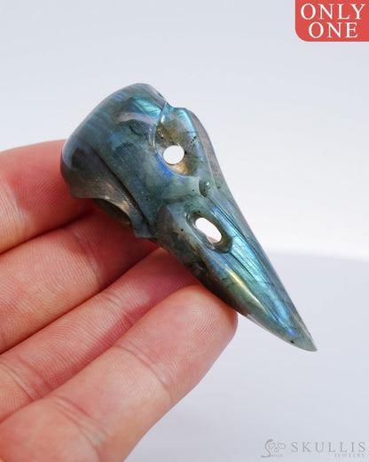 Gem Raven Skull Pendant Necklace Of Labradorite Carved - 9500182 Pendants