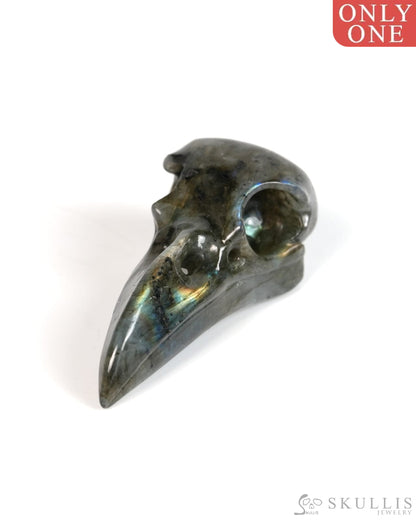 Night Pathfinder - Gem Raven Skull Pendant Necklace of Labradorite Carved Raven Skull - 9900301 - Skull Pendants