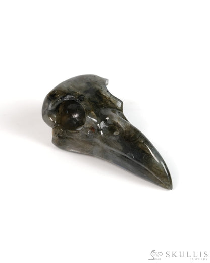 Night Pathfinder - Gem Raven Skull Pendant Necklace of Labradorite Carved Raven Skull - 9900301 - Skull Pendants