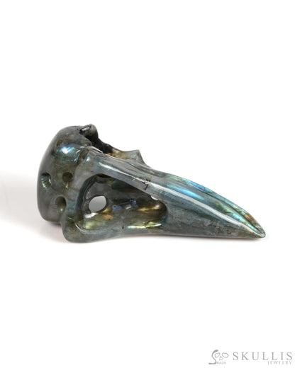 Night Pathfinder - Gem Raven Skull Pendant Necklace of Labradorite Carved Raven Skull - 9900301 - Skull Pendants