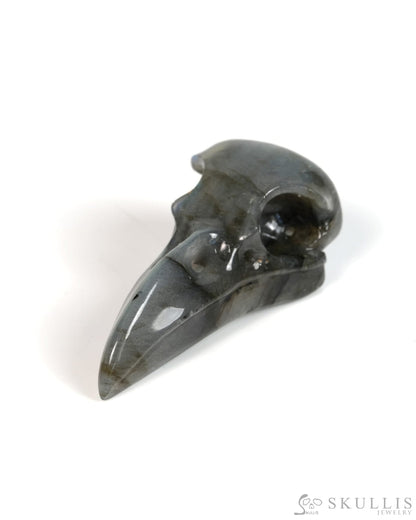 Night Pathfinder - Gem Raven Skull Pendant Necklace of Labradorite Carved Raven Skull - 9900303 - Skull Pendants