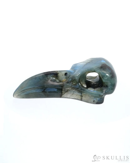Gem Raven Skull Pendant Necklace of Labradorite Carved Raven Skull - ZR19500164 Skull Pendants