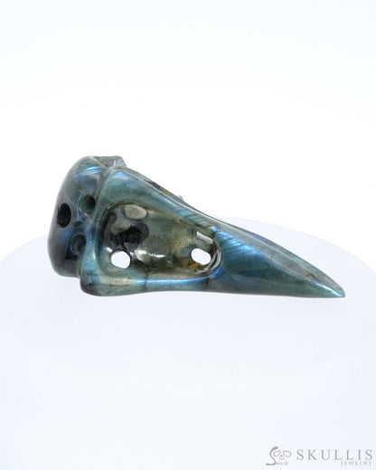 Gem Raven Skull Pendant Necklace of Labradorite Carved Raven Skull - ZR19500164 Skull Pendants