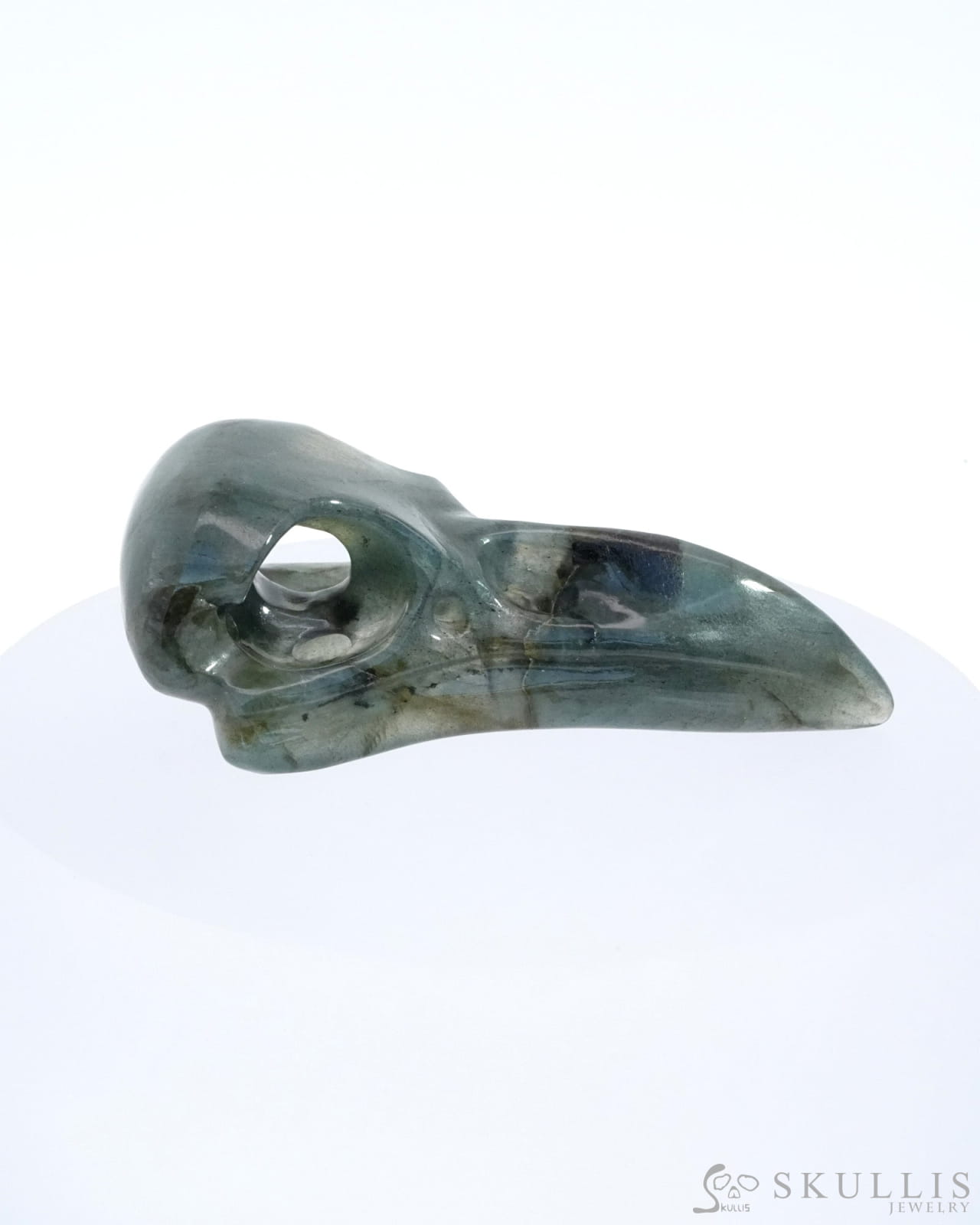 Gem Raven Skull Pendant Necklace of Labradorite Carved Raven Skull - ZR19500164 Skull Pendants