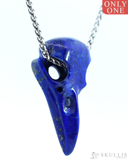 Skullis Signature Lapis Lazuli Gem Skull Pendant Or Necklace Hand Carved Sterling Silver 925 Chain