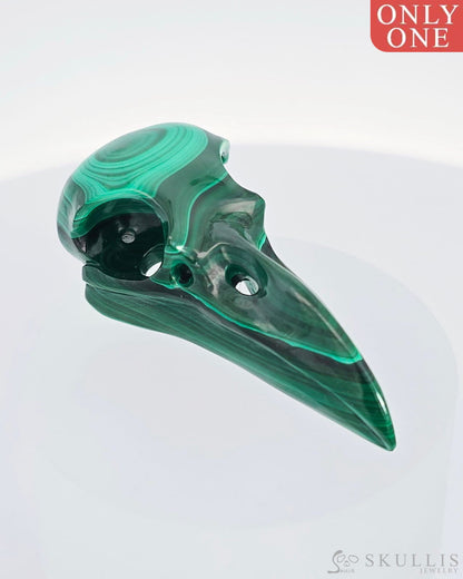 2.4’’ Malachite Carved Gem Skull Skullis Realistic - 0800003 Tiny Gemstone