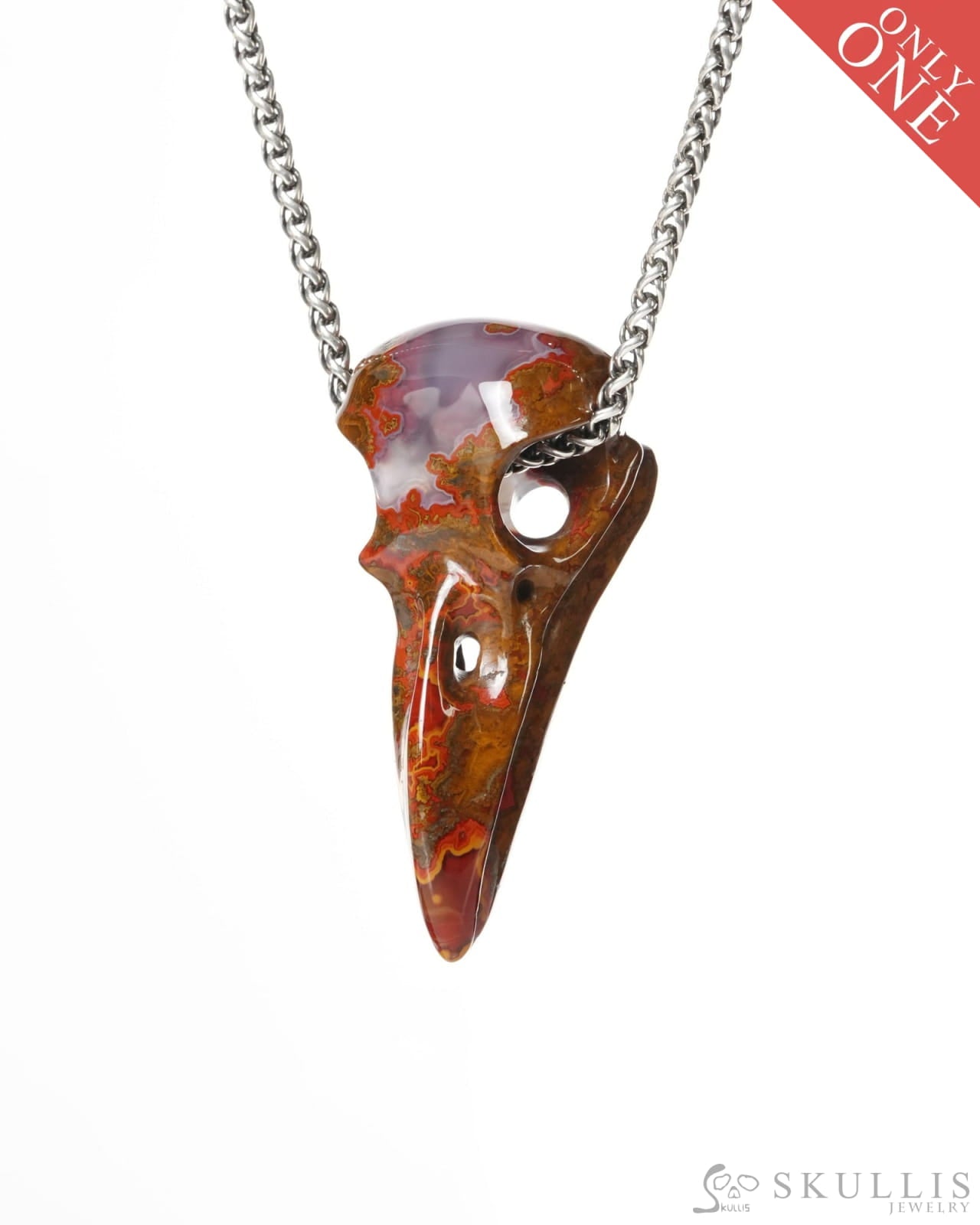 Gem Raven Skull Pendant Necklace of Agate Crystal Raven Pendant - ZR19900185 Skull Pendants