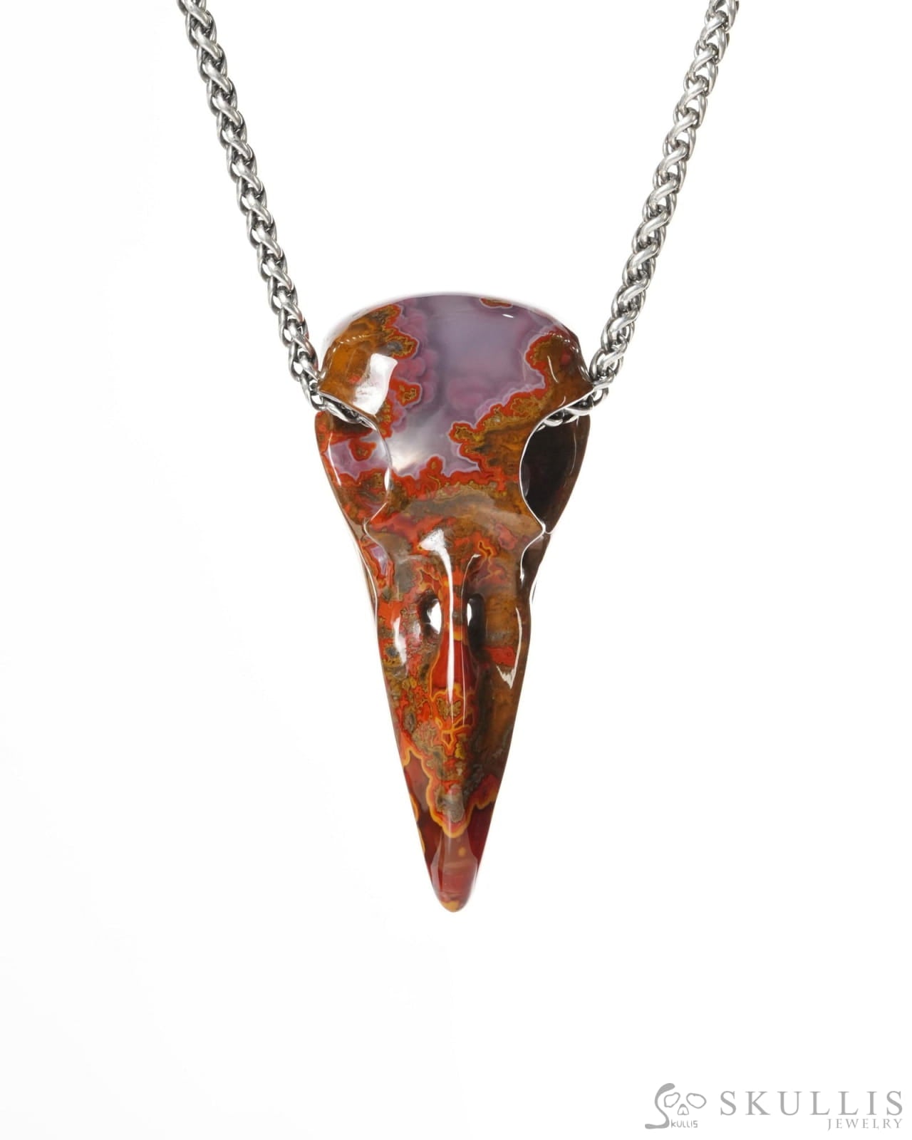 Gem Raven Skull Pendant Necklace of Agate Crystal Raven Pendant - ZR19900185 Skull Pendants