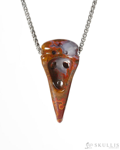 Gem Raven Skull Pendant Necklace of Agate Crystal Raven Pendant - ZR19900185 Skull Pendants
