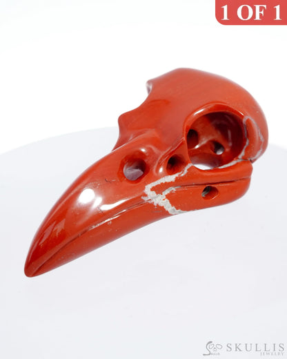 Gem Raven Pendant Necklace Of Red Jasper Carved Raven Skull - 9500114 Pendants