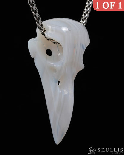 Skullis Agate Gem Raven Skull Pendant or Necklace Hand Carved for Women & Men - 9500313 Skull Pendants