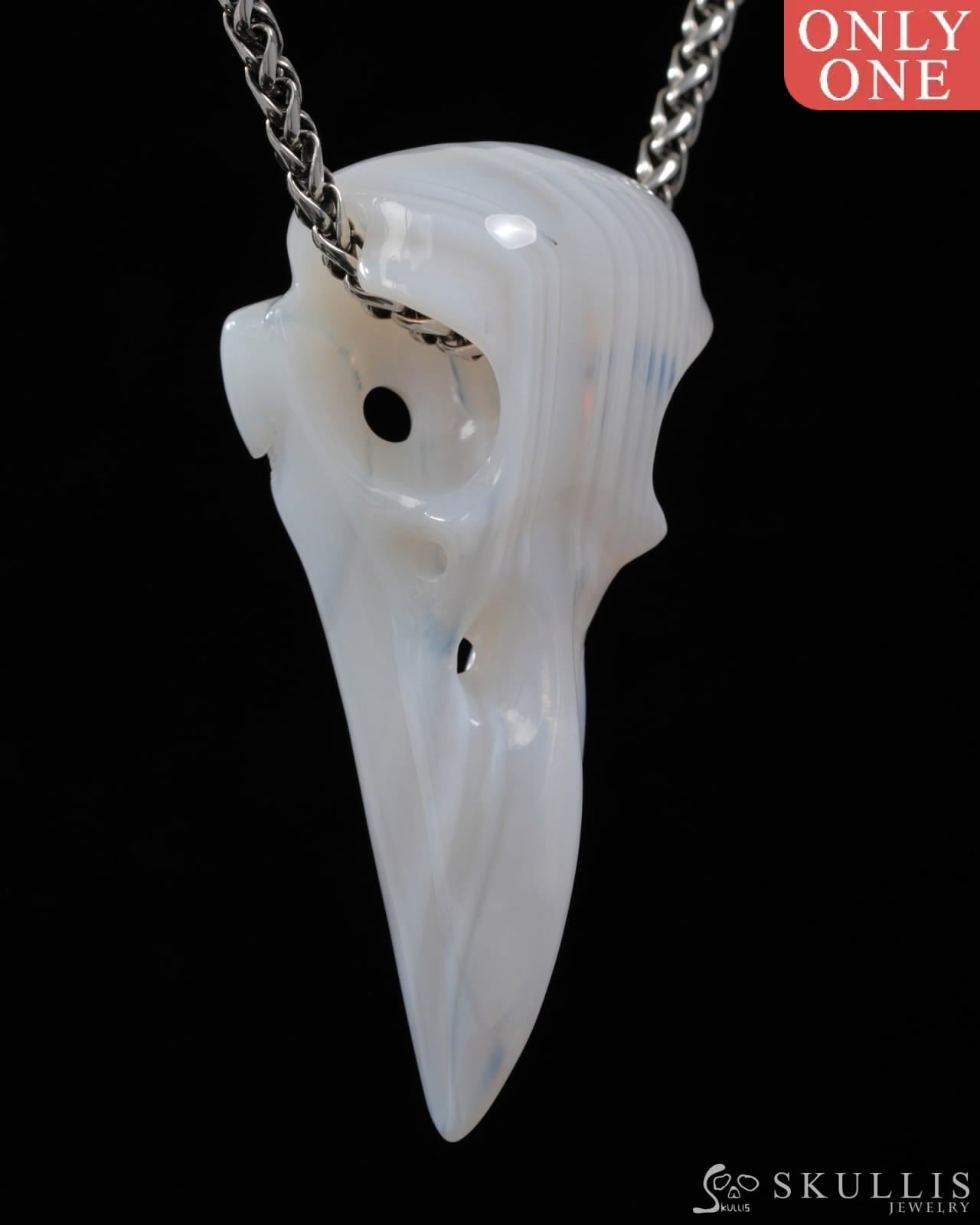 Skullis Agate Gem Raven Skull Pendant or Necklace Hand Carved for Women & Men - 9500313 Skull Pendants