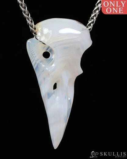 Skullis Agate Gem Raven Skull Pendant or Necklace Hand Carved for Women & Men - 9500314 Skull Pendants