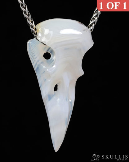 Skullis Agate Gem Raven Skull Pendant or Necklace Hand Carved for Women & Men - 9500314 Skull Pendants