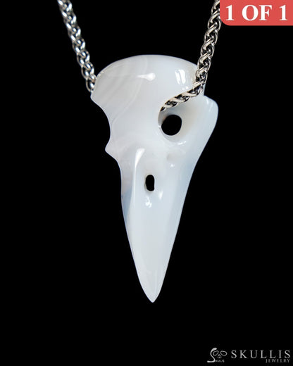 Skullis Agate Gem Raven Skull Pendant or Necklace Hand Carved for Women & Men - ZR19900041 Skull Pendants