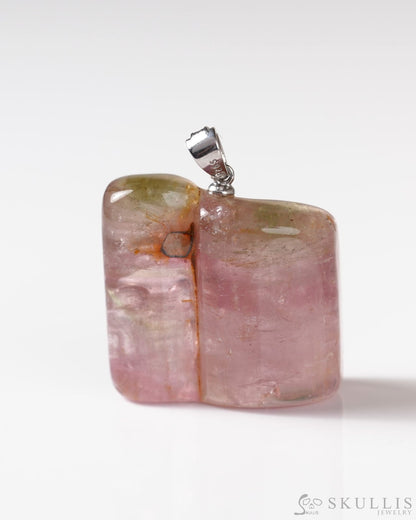 Skullis Signature Tourmaline Gem Skull Pendant or Necklace Hand Carved Sterling Silver 925 Chain for Women & Men