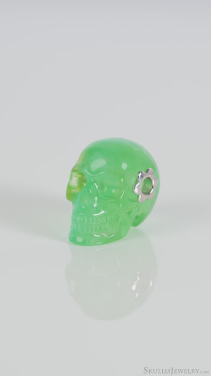 Skullis Signature Fluorite Gem Skull Pendant or Necklace, Hand Carved, for Women & Men - 9900002