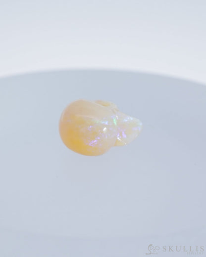 Rare 0.6’’ African Opal Carved Gem Skull Skullis Realistic - 0500033 Tiny Gemstone