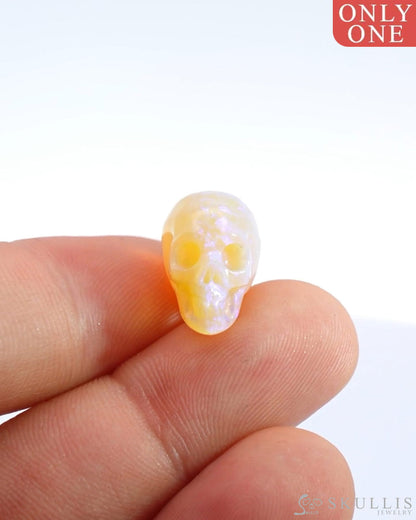 Rare 0.6’’ African Opal Carved Gem Skull Skullis Realistic - 0500033 Tiny Gemstone