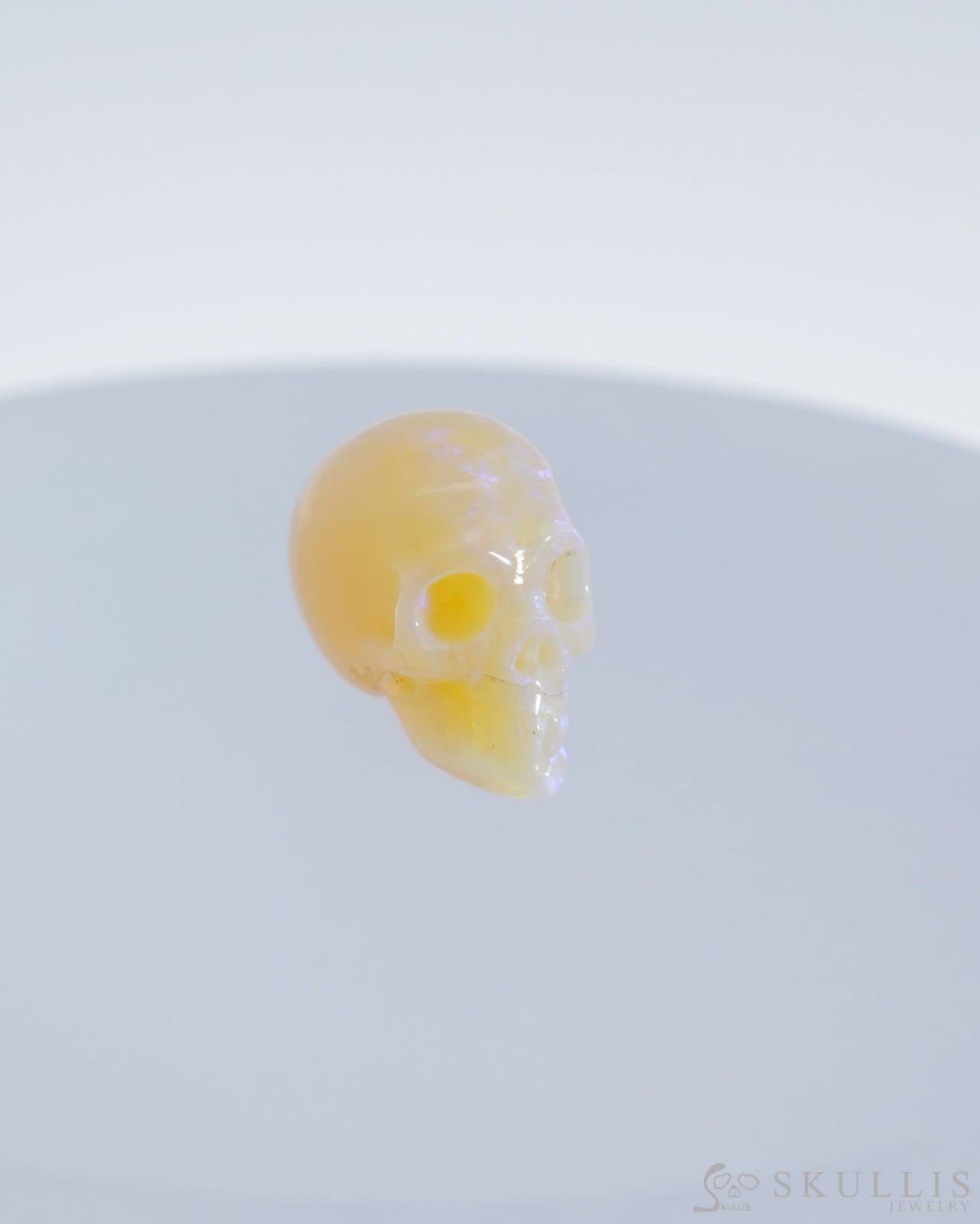 Rare 0.6’’ African Opal Carved Gem Skull Skullis Realistic - 0500033 Tiny Gemstone