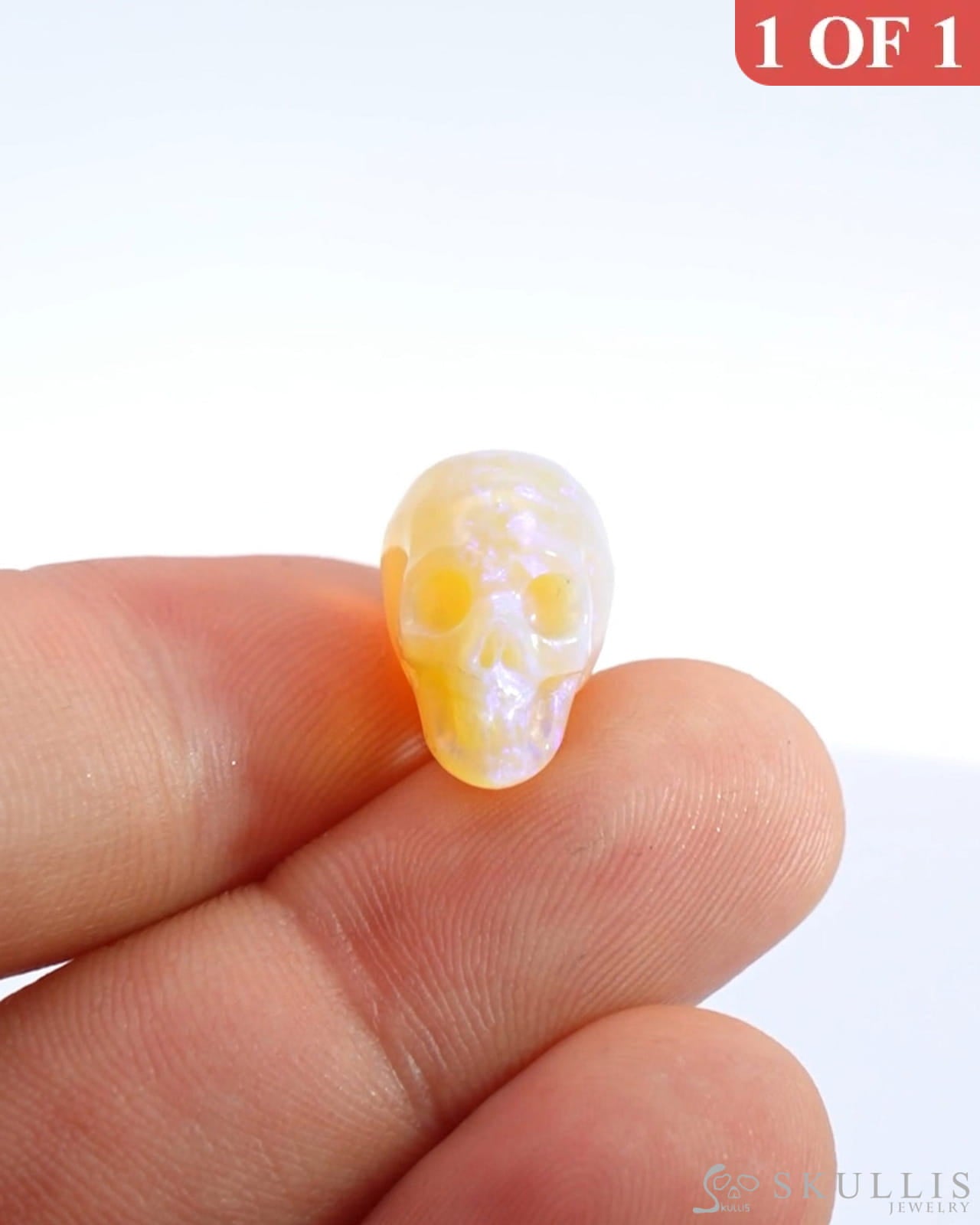 Rare 0.6’’ African Opal Carved Gem Skull Skullis Realistic - 0500033 Tiny Gemstone