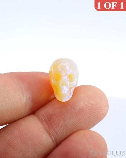 Rare 0.6’’ African Opal Carved Gem Skull Skullis Realistic - 0500033 Tiny Gemstone