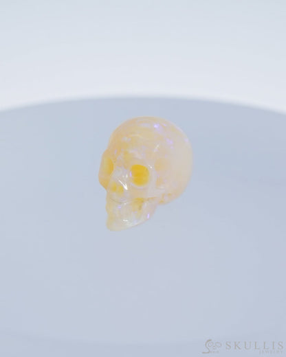 Rare 0.6’’ African Opal Carved Gem Skull Skullis Realistic - 0500033 Tiny Gemstone