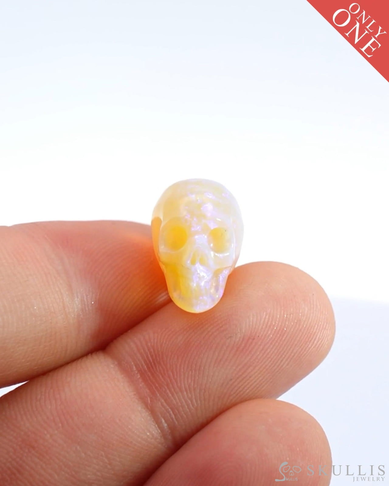 Rare 0.6’’ African Opal Carved Gem Skull Skullis Realistic - 0500033 Tiny Gemstone
