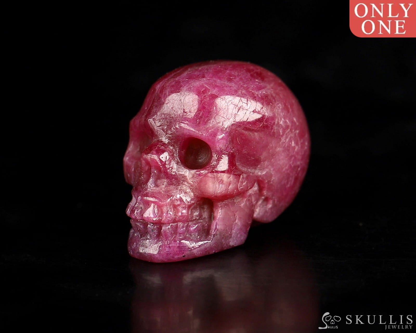 Gem Skull Of Ruby Carved Realistic Tiny Gemstone
