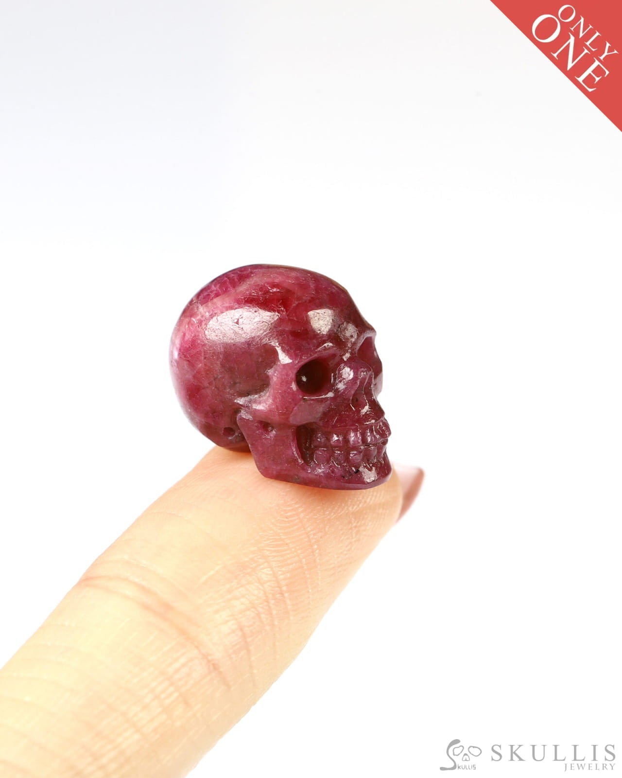 Rare 0.6’’ Ruby Carved Gem Skull Skullis Realistic - 9800028 Tiny Gemstone