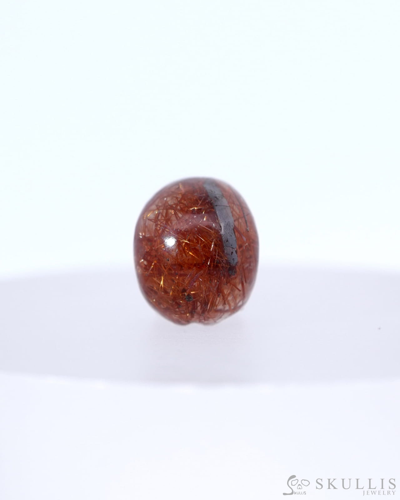 Rare 0.6’’ Rutilated Quartz Rock Crystal Carved Gem Skull Skullis Realistic - 0800045 Tiny Gemstone Skull