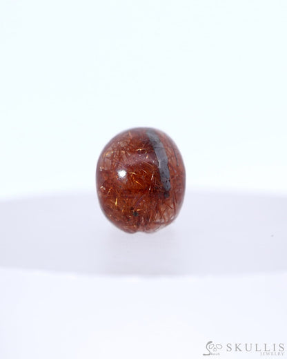 Rare 0.6’’ Rutilated Quartz Rock Crystal Carved Gem Skull Skullis Realistic - 0800045 Tiny Gemstone Skull