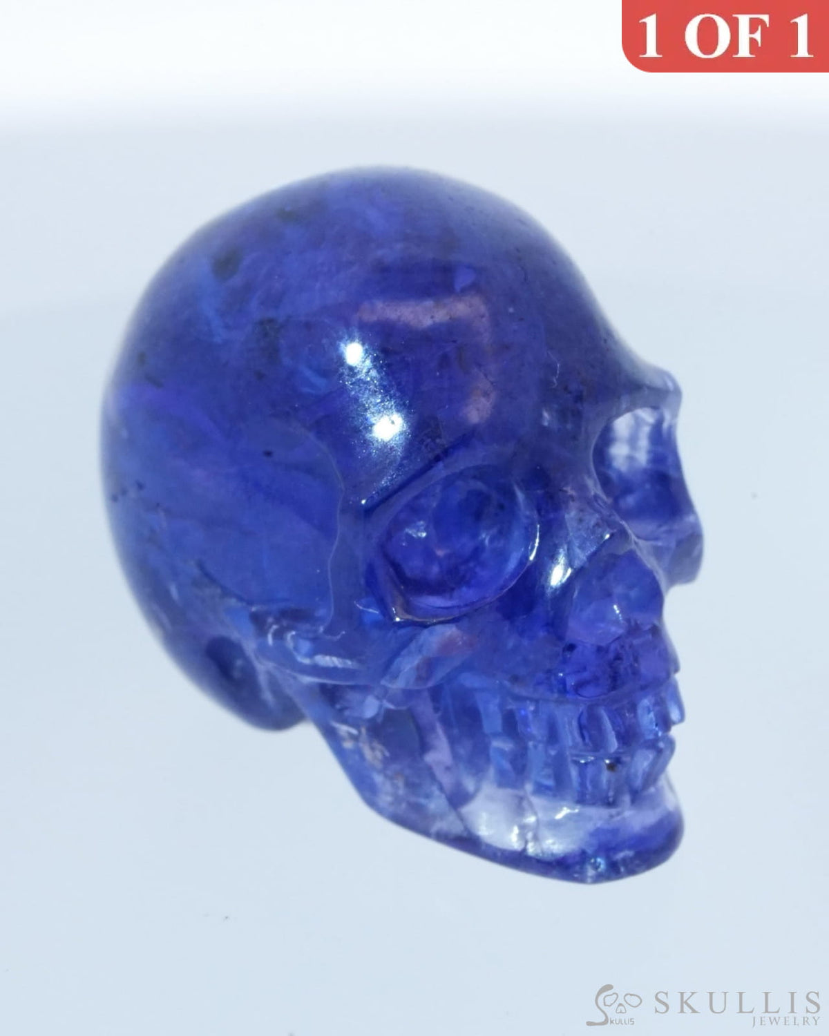 0.7’’ Tanzanite Carved Gem Skull Skullis Realistic - 0500007 Tiny Gemstone
