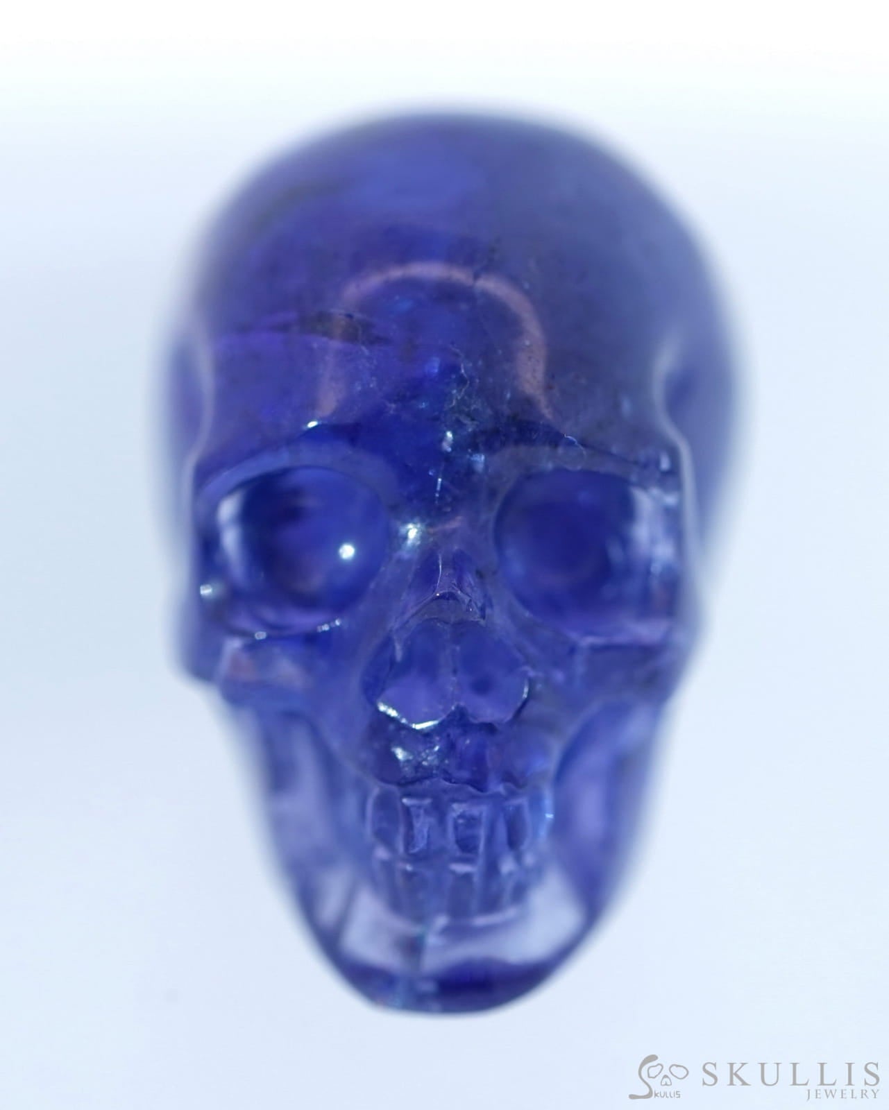 0.7’’ Tanzanite Carved Gem Skull Skullis Realistic - 0500007 Tiny Gemstone