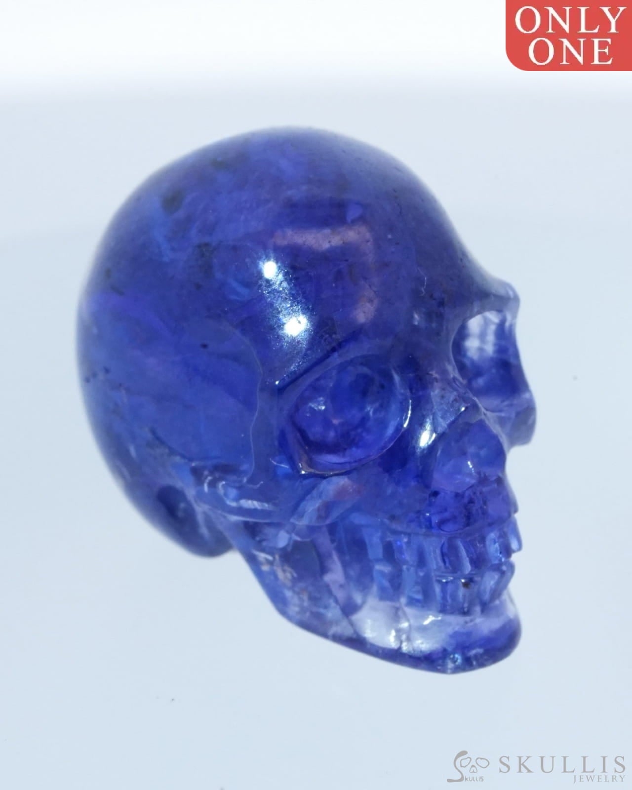 0.7’’ Tanzanite Carved Gem Skull Skullis Realistic - 0500007 Tiny Gemstone