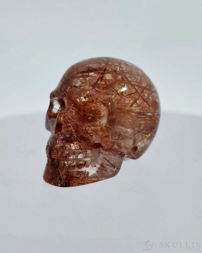 Gem Skull Of Rutilated Quartz Rock Crystal Carved Realistic Tiny Gemstone