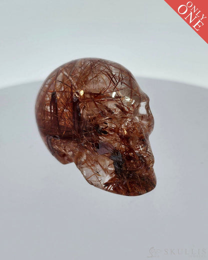 Gem Skull Of Rutilated Quartz Rock Crystal Carved Realistic Tiny Gemstone