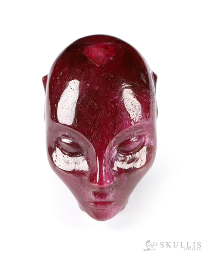 Rare 1.2’’ Ruby Hand Carved Fairy Elf Alien Crystal Skull - 0500060 Tiny Gemstone Skull
