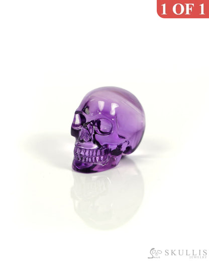 Rare 1.1’’ Amethyst Carved Gem Skull Skullis Realistic - 9900013 Tiny Gemstone Skull
