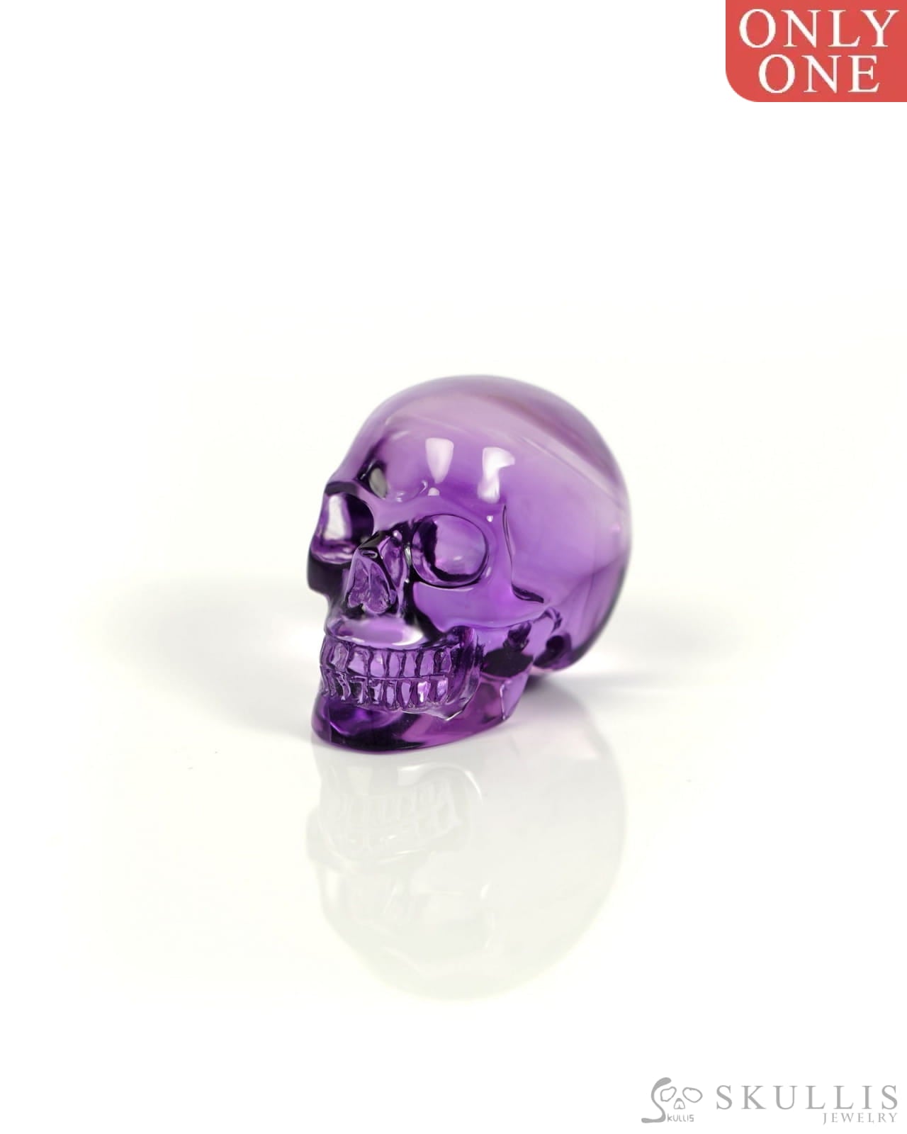 Rare 1.1’’ Amethyst Carved Gem Skull Skullis Realistic - 9900013 Tiny Gemstone Skull